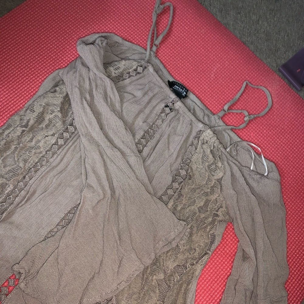 Beige urban planet off the shoulder top
